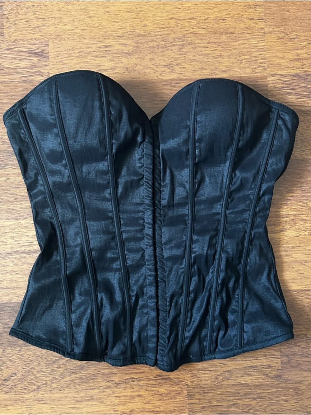 Wet Seal Y2K Black Satin Strapless Corset Top